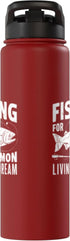 Salmon Fishing Gear Fishing for Salmon Living the Dream Salmon Fishing Stainless Steel Insulated Water Bottle