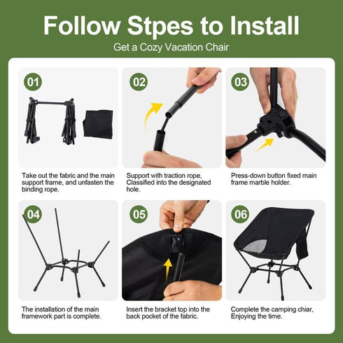 600D Backpacking Camping Chair Portable Lightweight Camping Chairs for Adults Foldable Oxford Ultralight Chair