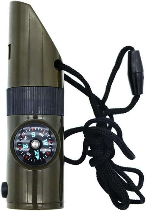 Outdoor Survival Whistle, High Decibel Safety Whistle with Compass, Reflector, LED Flashlight, Perfect for Camping