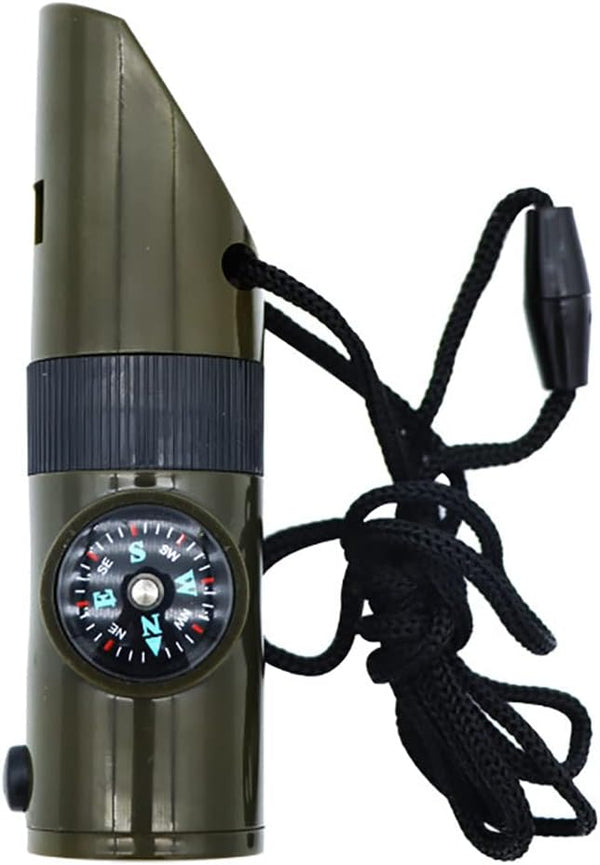 Outdoor Survival Whistle, High Decibel Safety Whistle with Compass, Reflector, LED Flashlight, Perfect for Camping