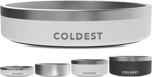 Coldest Dog Bowl, Anti Rust Metal & Non Slip, Heavy Duty Insulated Dog Bowl, 21 oz, Epic White
