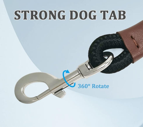 Short Dog Leash, 12 Inch Rope Traffic Handle Leash, 1/2" Strong Nylon Dog Tab Training Leash for Medium/Large/Ex-Large Dogs Outdoor Walking Black