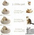 Cat Bed Round Fluffy Hooded Cave - Anti-Anxiety Cozy Cuddler Luxury Pet Bed with Hooded Blanket, Machine Washable Brown