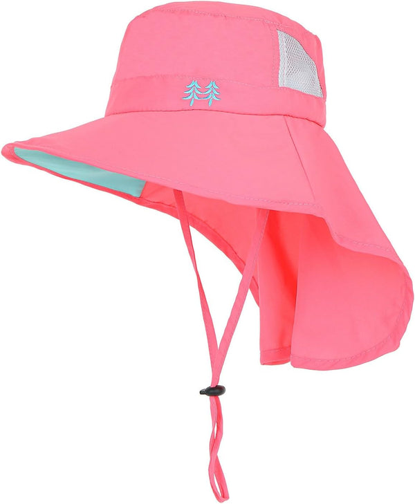 Kids Sun Hat Toddler Beach Play Hats, Sun Protection Fishing Hat with Neck Flap for Boys and Girls Ages 5-13