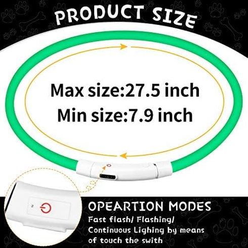 3 Pieces LED Dog Collar Light Up Dog Collars Rechargeable Dog Lights for Night Walking Adjustable Lighted Dog Collars for Night for Large Medium Small Dogs(Classic Style)