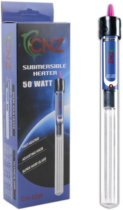 CNZ Aquarium Quartz Glass Submersible Heaters (50-watt, 2-pack)