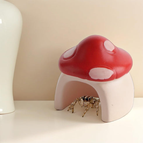 DQITJ 4 Pack Jumping Spider Mini Mushroom Decor Hermit Crab Cute Hide Decor for Hermit Crab Spider Snail Ant Millipede