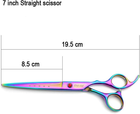 7.0in Titanium Professional Pet Grooming Scissors Set, Straight & Thinning & Curved Scissors, 3pcs Set for Dog Grooming
