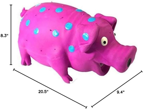 Latex Dog Squeaky Chew Toys, Oink Oink Pig 8.3" with Aqua Dot Stuffed with Cotton