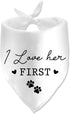 I Loved Her First Wedding Dog Bandana, Engagement Valentine's Pet Scarf Bibs for Wedding Photo Props