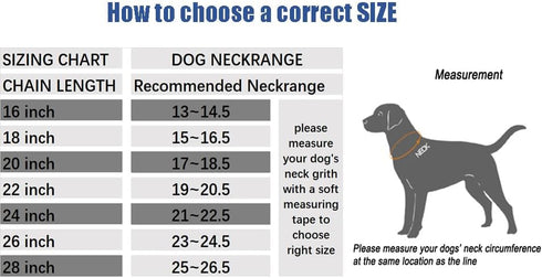 Chain Dog Training Choke Collar, SUS304, 18in, 2.5mm