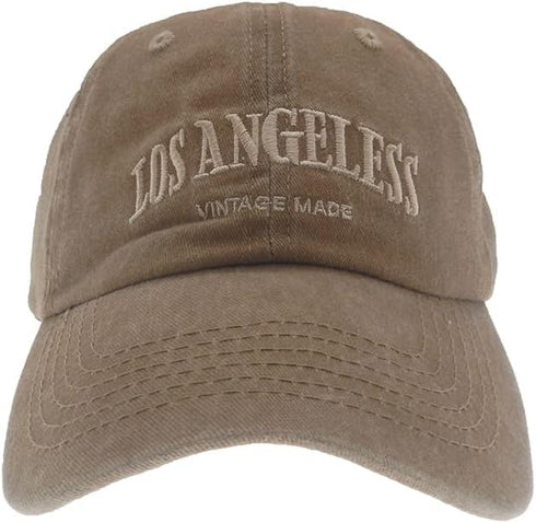 Vintage Baseball Cap Embroidery Los Angeles, Washed Denim Trucker Cap, 100% Cotton Sun Hat
