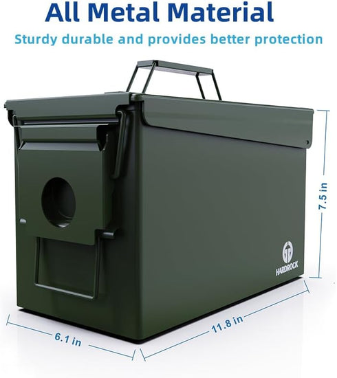 HARDROCK 30 50 Cal Ammo Can Metal 9mm Ammo Box Storage Crate Case for Shotgun Bullet, Rifle, Nerf Ammunition Waterproof