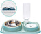 Double Dog Cat Bowls, Pet Water and Food Bowl Set, Automatic Water Dispenser, No-Spill Design