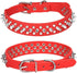 Spiked Dog Collar, Soft PU Leather Mushrooms Rivet Spike Studded Adjustable Puppy Collars (L, Red)