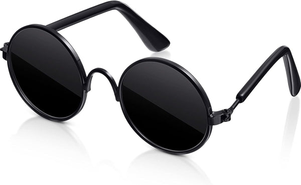 Dog Sunglasses Retro Pet Glasses, Classic Round Dog Glasses for Cats and Dogs, Photos Props Cosplay Costume (Black)