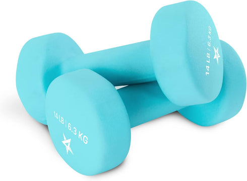 Yes4All Neoprene Coated Dumbbell Hand Weight Sets of 2 - Multiple Weight Options, 15 Colors, Anti-roll, Anti-Slip.