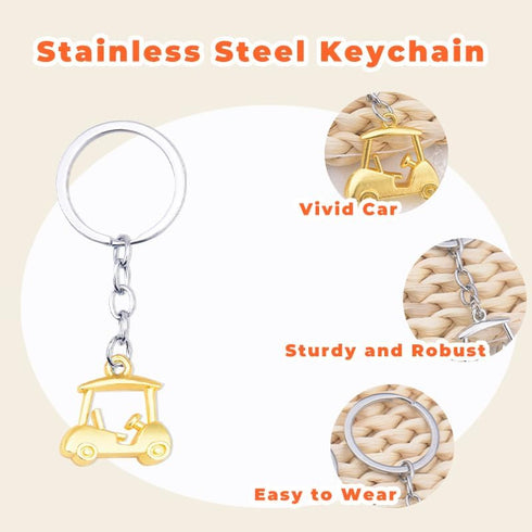 Golf Cart Charm Keychain for Brother Sister, Golf Player Gifts for Son Daughter Birthday Gifts