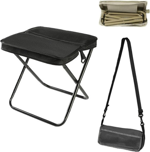 Qiyraexy Foldable Backpack Stool, Mini Outdoor Camping Stool, Portable Collapsible Chair with Carry