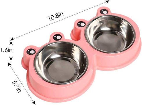 Skrtuan Stainless Steel Pet Bowls - Double Food & Water Bowls for Dogs, Cats, Non-Slip Feeder