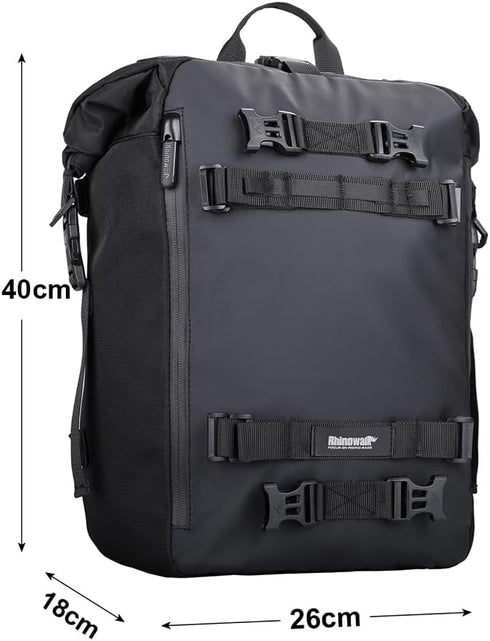 Rhinowalk 20L Motorcycle Tail Bag - Waterproof Motor Travel Luggage, Black Rear Rack Trunk Storage