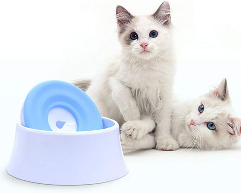 WishLotus Floating Disk Spill Proof Pet Water Bowl, 40 oz (Pink) - Anti-Overturn and Dust Bowl