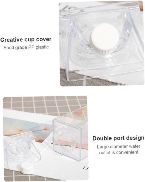CurcKua 500ML 2PCS Clear Milk Carton Water Bottle Reusable Transparent Juice Bottle for Outdoor Sport Reusable Milk