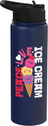 Cute Ice Cream Lover Boy Girl HS0 Ice Cream Cone Peace Love Ice Cream Stainless Steel Insulated Water Bottle