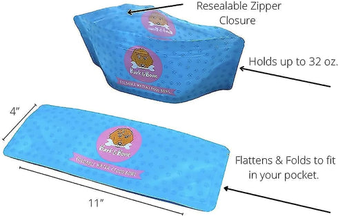 Bark & Bone Collapsible Travel Dog Bowls (4 Pack) – Portable, Resealable, Foldable Food & Water Bowls – BPA-Free,