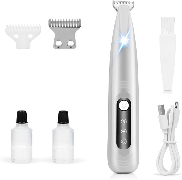 AMNICOOK Dog Paw Trimmer,Upgraded Grooming Kit with LED Light,Type-C Rechargeable,Cordless Feature,IPX4 Waterproof,Low Noise