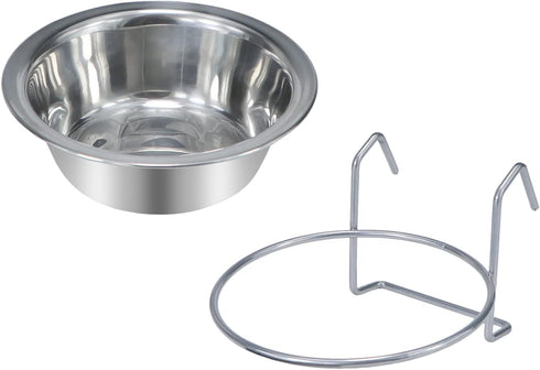 Wontee Stainless Steel Pet Bowl, Hanging Food Water Bowls for Birds, Parrots, Small Dogs and Cats (S)