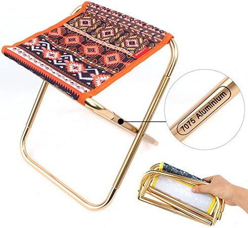 CRBWXONLIFE 7075 Aluminum Alloy Folding Stool, Portable Outdoor Aluminum Folding Chair for Camping, Fishing, and BBQ