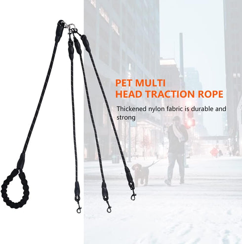 Three Dog Leash, Comfortable Double Dog Leash with Reflective, 360 Swivel No Tangle Training Leash for Large Medium