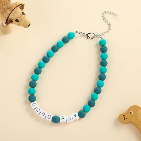 Madison Tyler Dog Beaded Necklace, Adjustable Durable Pet Collar, Cute Fashion Jewelry for Dogs, Green Beaded, 19 inches
