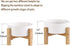 Elevated Raised Food Bowls/Dish with Stand for Water, Ceramic Pet Bowl with Anti Slip Rubber pad, Anti Vomiting, Stress Free for Small Dogs and Cat - White (400ML/13.5OZ)