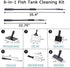 AQUANEAT Fish Tank Cleaning Tools, 6 in 1 Aquarium Cleaning Tools, including Algae Scraper, Sponge Pad, Fish Net, Gravel Rake and Cleaning Brush