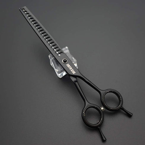 Professional Dog Grooming Scissors Set 7.0 inches - Straight, Thinning, Curved, Chunkers & Comb, Black