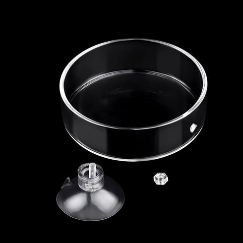 Aquarium Glass Feeder, Shrimp Feeding Dish, Round Clear Fish Tank Food Tray Container with Suction Cup, 65mm