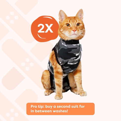 Suitical Recovery Suit for Cats, XX-Small, Black Camouflage