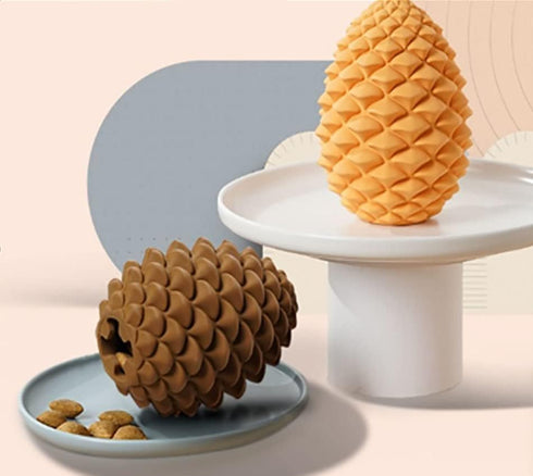 Mewajump Heavy Duty Pinecone Durable Natural Rubber Dental Teeth Cleaning Dog Feeder Chew Toy for Large Medium Dogs