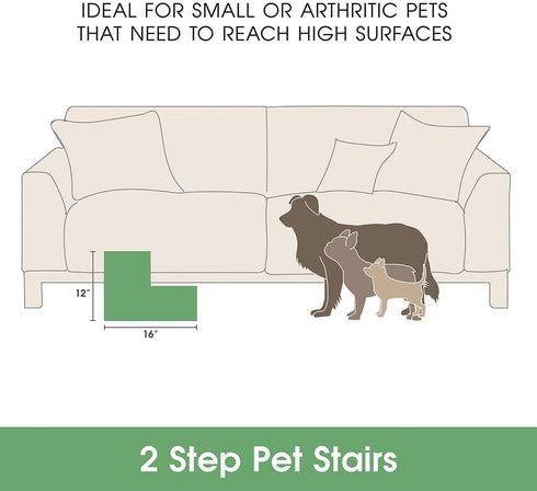 Friends Forever Milo Folding Dog Stairs, 2 Steps, Indoor Premium Foam Pet Steps, Machine Washable Removable Cover -