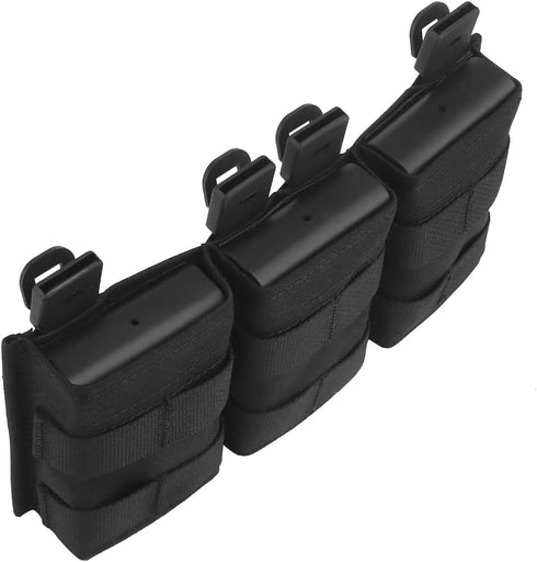 Triple Molle Mag Pouch, Tactical Open Top 5.56 M4 M16 Magazine Holder with Quick Release