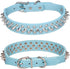 Spiked Dog Collar, Adjustable PU Leather Pet Collars with Mushrooms Rivet Studded for Cats, Puppy Dogs (M, Light Blue)