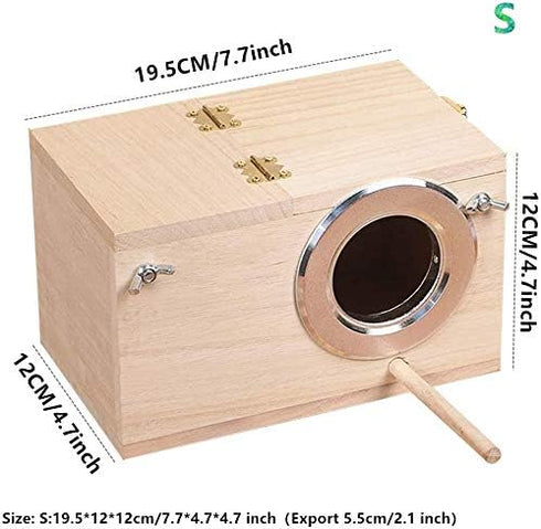 Pet Wood Parakeet Nest Box - Bird House Breeding Nesting Cage Box for Lovebirds, Cockatiel, Parrotlets