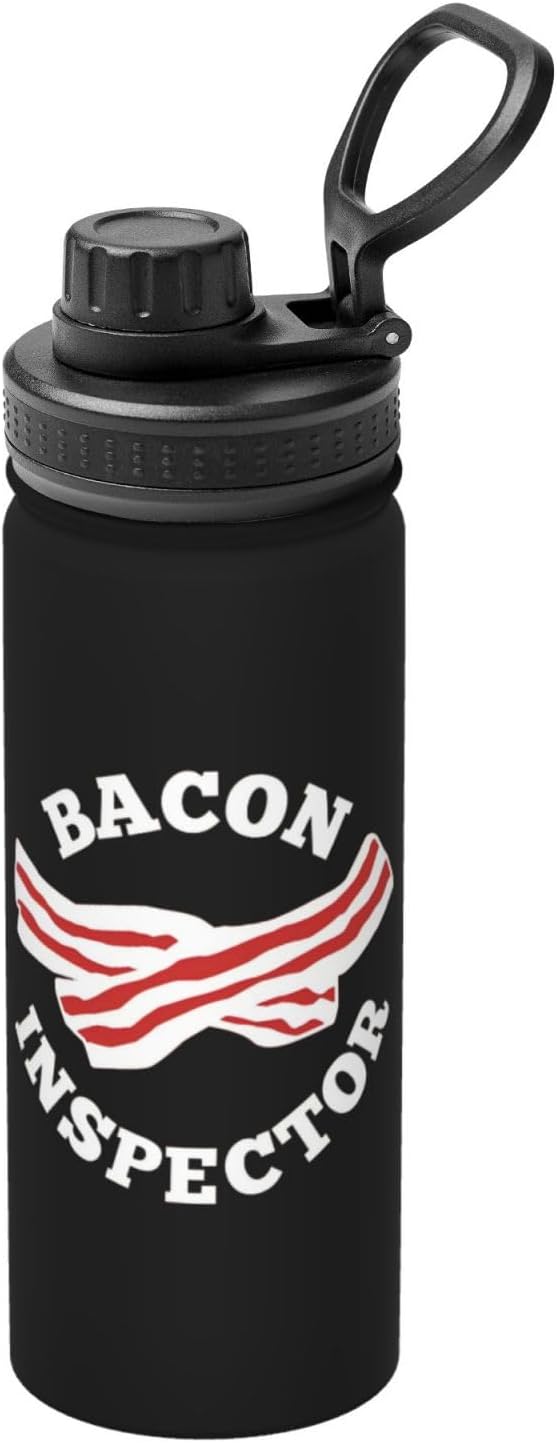 FXOMARLIN Bacon Inspector Insulated Sports Water Bottle 18 oz Portable Stainless Steel Vacuum