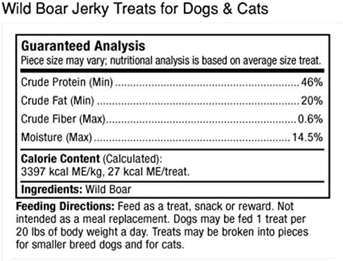 Dr. Mercola Wild Boar Jerky for Dogs and Cats, 4 oz. (113g), Gluten Free, Non GMO, Made with Wild Boar