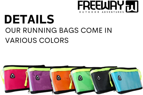 FREEWAY Multifunction Running Bag - Sports Belt with Water Bottle Holder & Zipper - for Men & Women (GREEN)