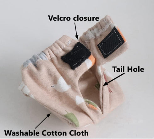 WCDJOMOP (3.9" 6.3"), 3 Reusable Washable Squirrel Diapers, Highly Absorbent with Strong & Flexible Pants No Leak