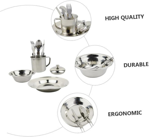 Set 1-2 Zerodeko Stainless Steel Camping Cookware with Cooking Utensils Portable Picnic Pot and Mess Kit for People