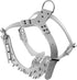 Serijoars Spiked Studded PU Leather Dog Harness Collar Set for Large Breed Pit Bull, Bully, Husky, Terrier, M, White